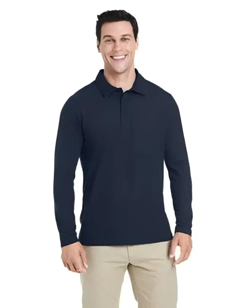 Core365 Ce112l Men’s Fusion Chromasoft Long-sleeve Pique Polo - Navy