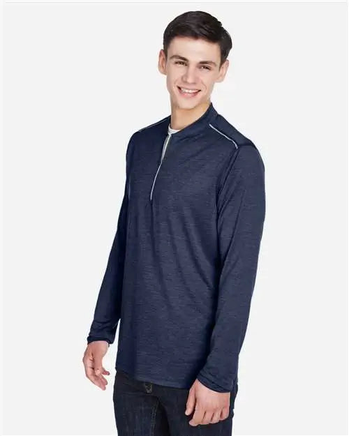 Core365 Ce401 Men’s Kinetic Performance Quarter-zip Pullover - Classic Navy Heather Carbon