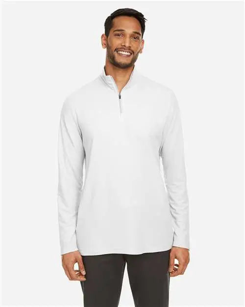 Core365 Ce405 Men’s Fusion Chromasoft™ Pique Quarter-zip Pullover - White