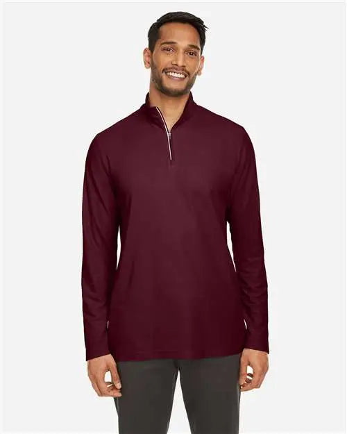 Core365 Ce405 Men’s Fusion Chromasoftâ„¢ Pique Quarter-zip Pullover - Burgundy