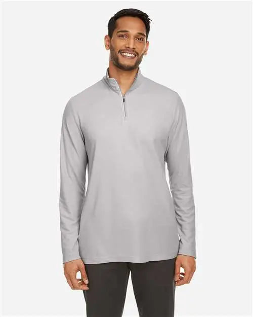 Core365 Ce405 Men’s Fusion Chromasoftâ„¢ Pique Quarter-zip Pullover - Platinum
