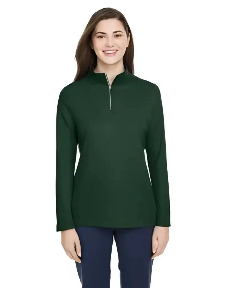 Core365 Ce405w Ladies’ Fusion Chromasoft Pique Quarter-zip - Forest