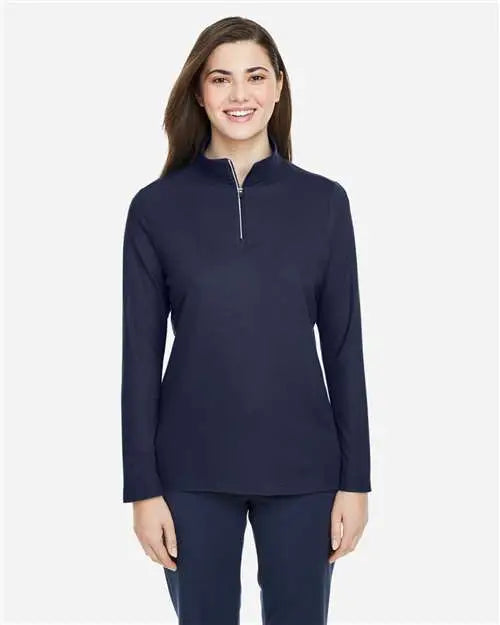 Core365 Ce405w Women’s Fusion Chromasoft™ Pique Quarter-zip Pullover - Classic Navy - Xs