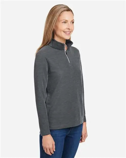 Core365 Ce405w Women’s Fusion Chromasoft™ Pique Quarter-zip Pullover - Carbon Heather - Carbon Heather / Xs