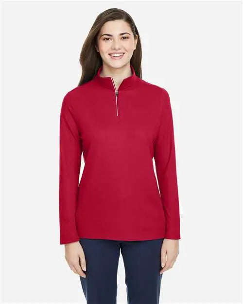 Core365 Ce405w Women’s Fusion Chromasoft™ Pique Quarter-zip Pullover - Classic Red