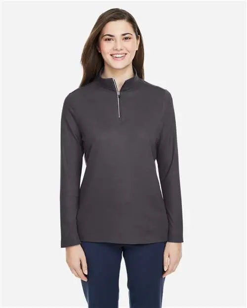 Core365 Ce405w Women’s Fusion Chromasoft™ Pique Quarter-zip Pullover - Carbon