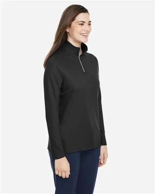 Core365 Ce405w Women’s Fusion Chromasoft™ Pique Quarter-zip Pullover - Black