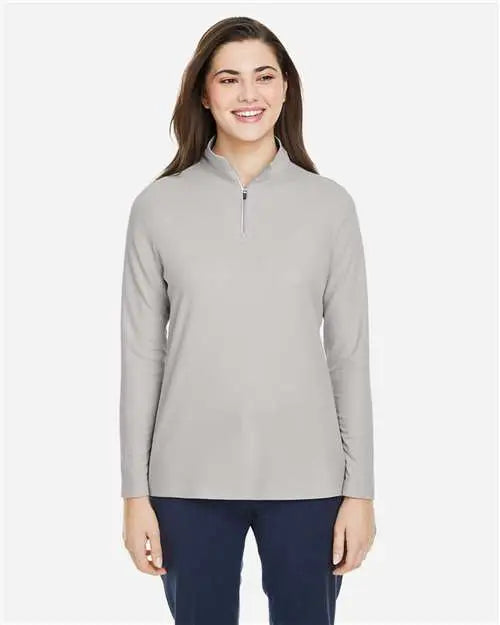 Core365 Ce405w Women’s Fusion Chromasoft™ Pique Quarter-zip Pullover - Platinum - Light Gray / Xs