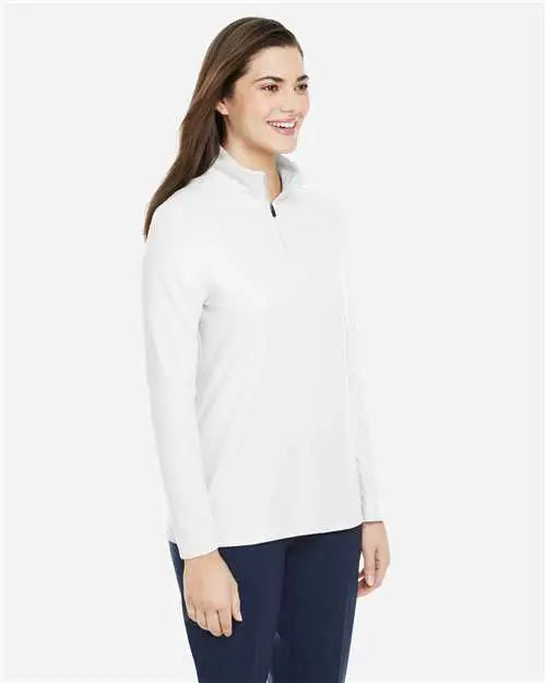 Core365 Ce405w Women’s Fusion Chromasoftâ„¢ Pique Quarter-zip Pullover - White