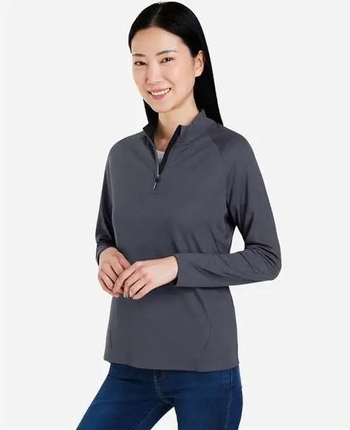 Core365 Ce418w Women’s Origin Performance Pique Quarter-zip Pullover - Carbon Black