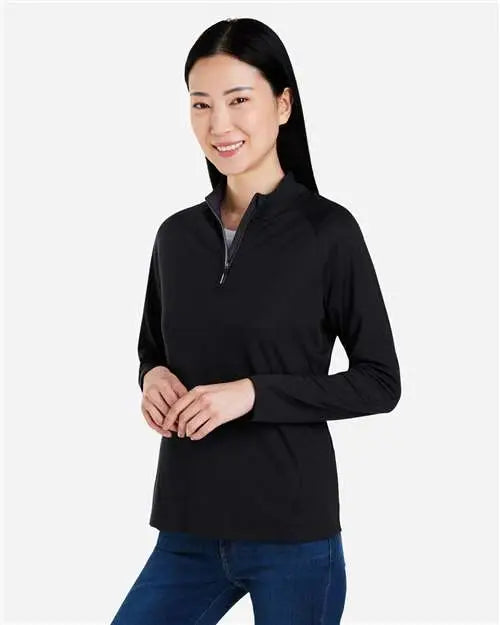 Core365 Ce418w Women’s Origin Performance Pique Quarter-zip Pullover - Black Carbon