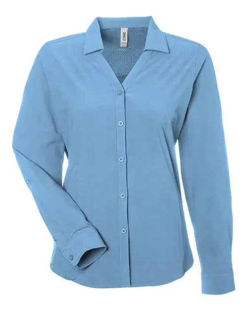Core365 Ce510lw Women’s Ultra Uvp® Long Sleeve Marina Shirt - Columbia Blue