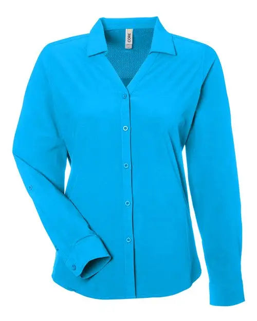 Core365 Ce510lw Women’s Ultra Uvp® Long Sleeve Marina Shirt - Electric Blue
