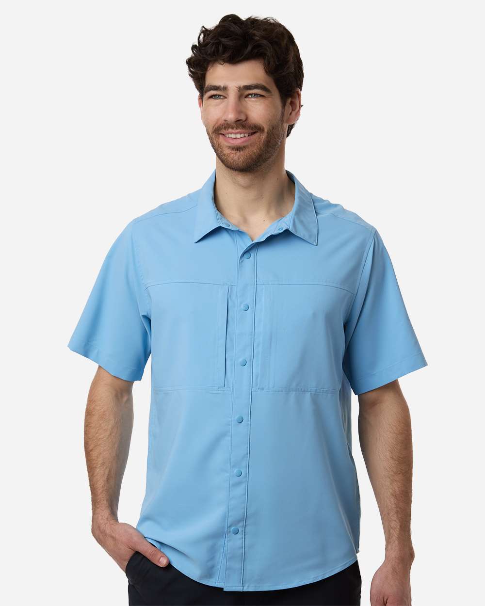 Core365 Ce520 Men’s Ultrauvp Shoreline Short Sleeve Staff Shirt - Columbia Blue