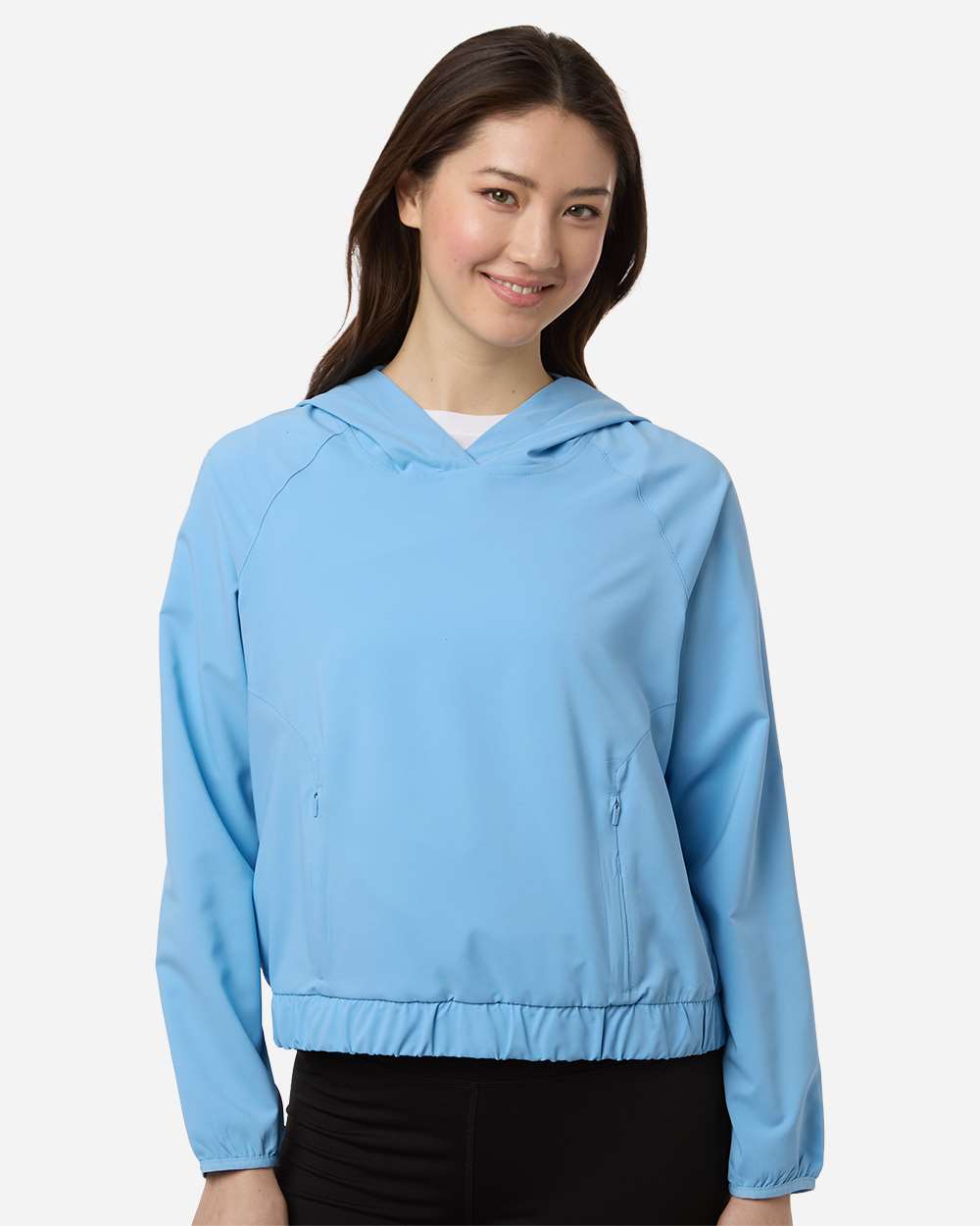 Core365 Ce520lw Women’s Ultrauvp Shoreline Long Sleeve Hooded Pullover - Columbia Blue