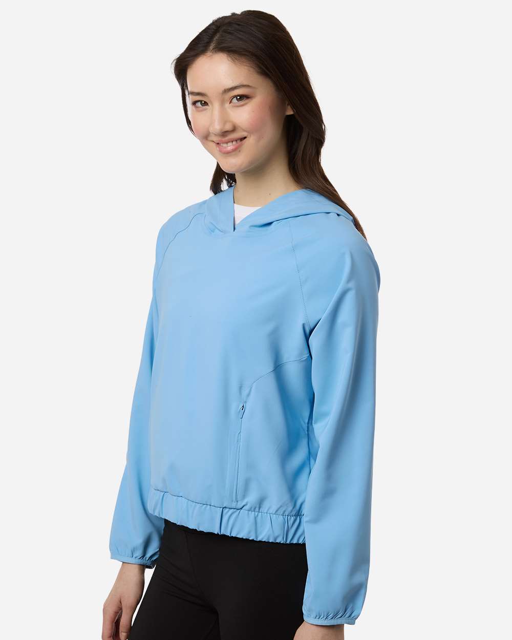 Core365 Ce520lw Women’s Ultrauvp Shoreline Long Sleeve Hooded Pullover - Columbia Blue