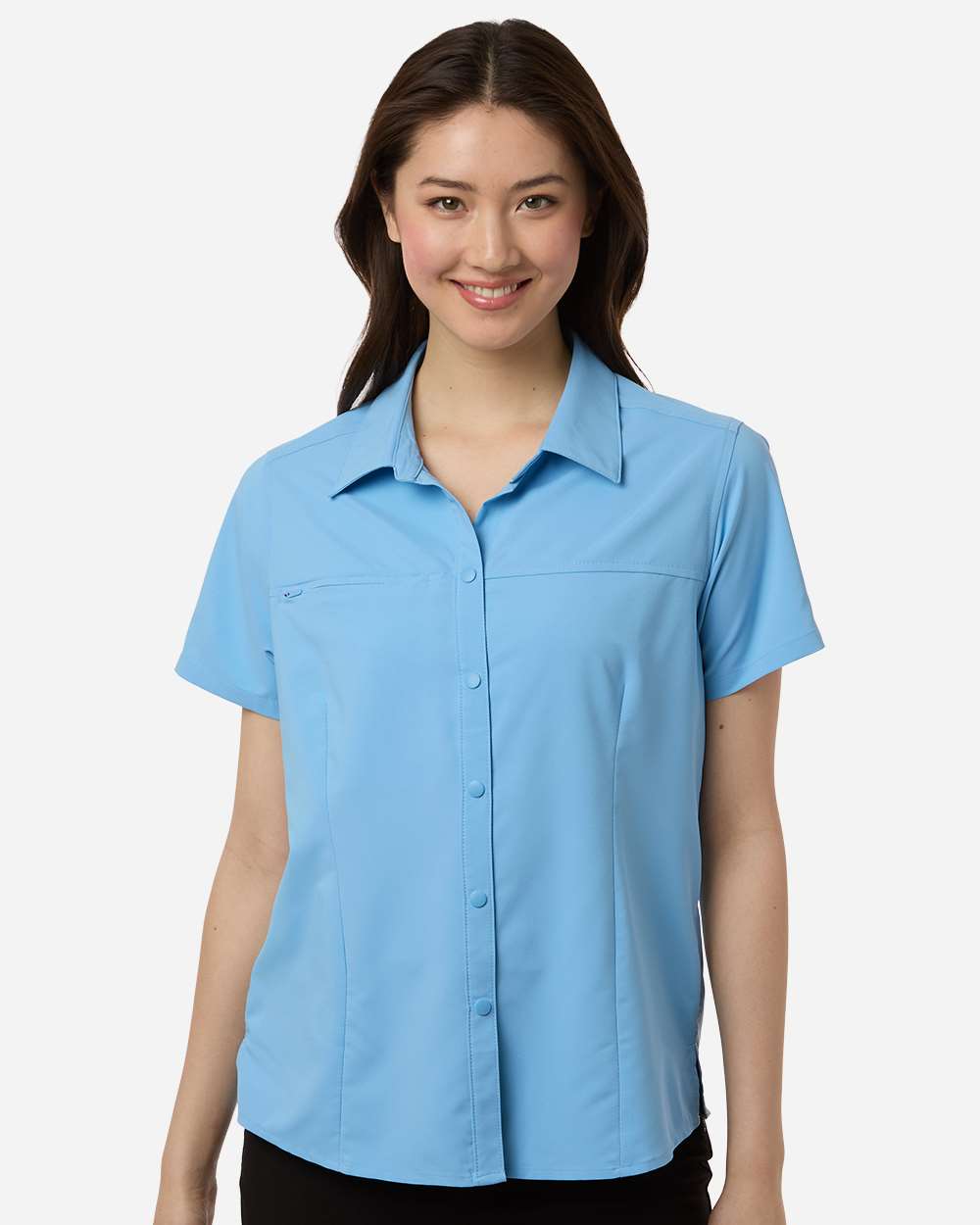 Core365 Ce520w Women’s Ultrauvp Shoreline Short Sleeve Staff Shirt - Columbia Blue