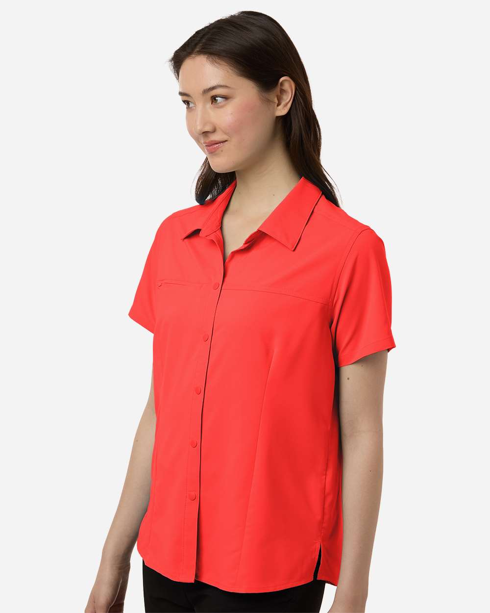 Core365 Ce520w Women’s Ultrauvp Shoreline Short Sleeve Staff Shirt - Marina Red