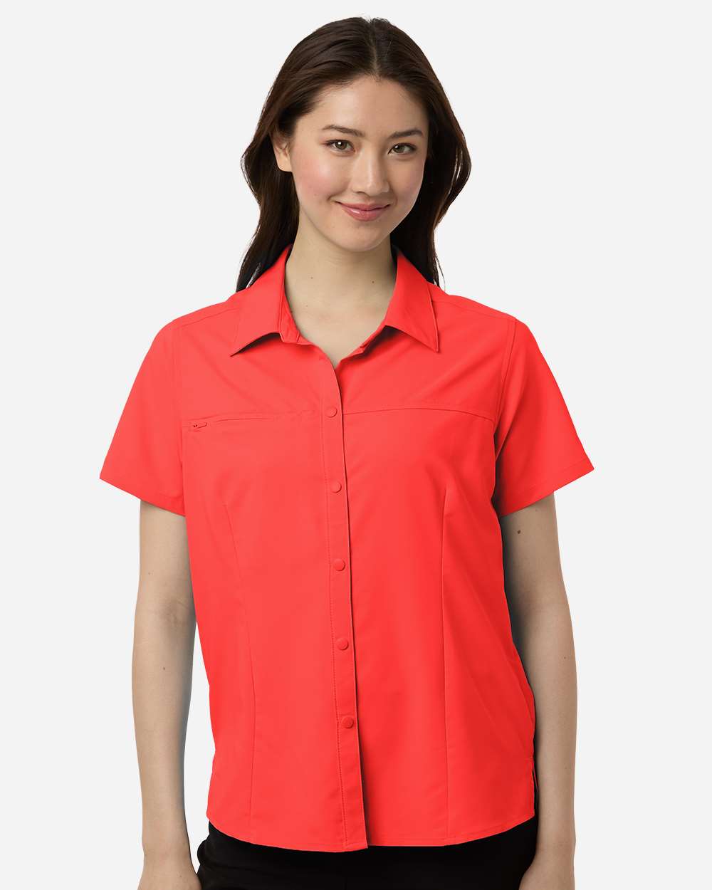 Core365 Ce520w Women’s Ultrauvp Shoreline Short Sleeve Staff Shirt - Marina Red