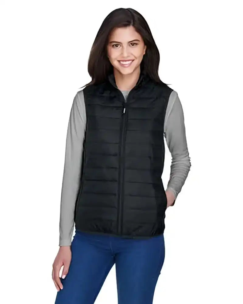 Core365 Ce702w Ladies’ Prevail Packable Puffer Vest - Black