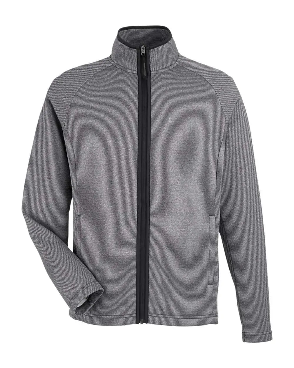 Core365 Ce72 Men’s Venture Heathered Stripe Full-zip - Black White