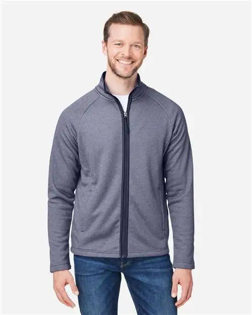 Core365 Ce72 Men’s Venture Heathered Stripe Full-zip - Classic Navy White