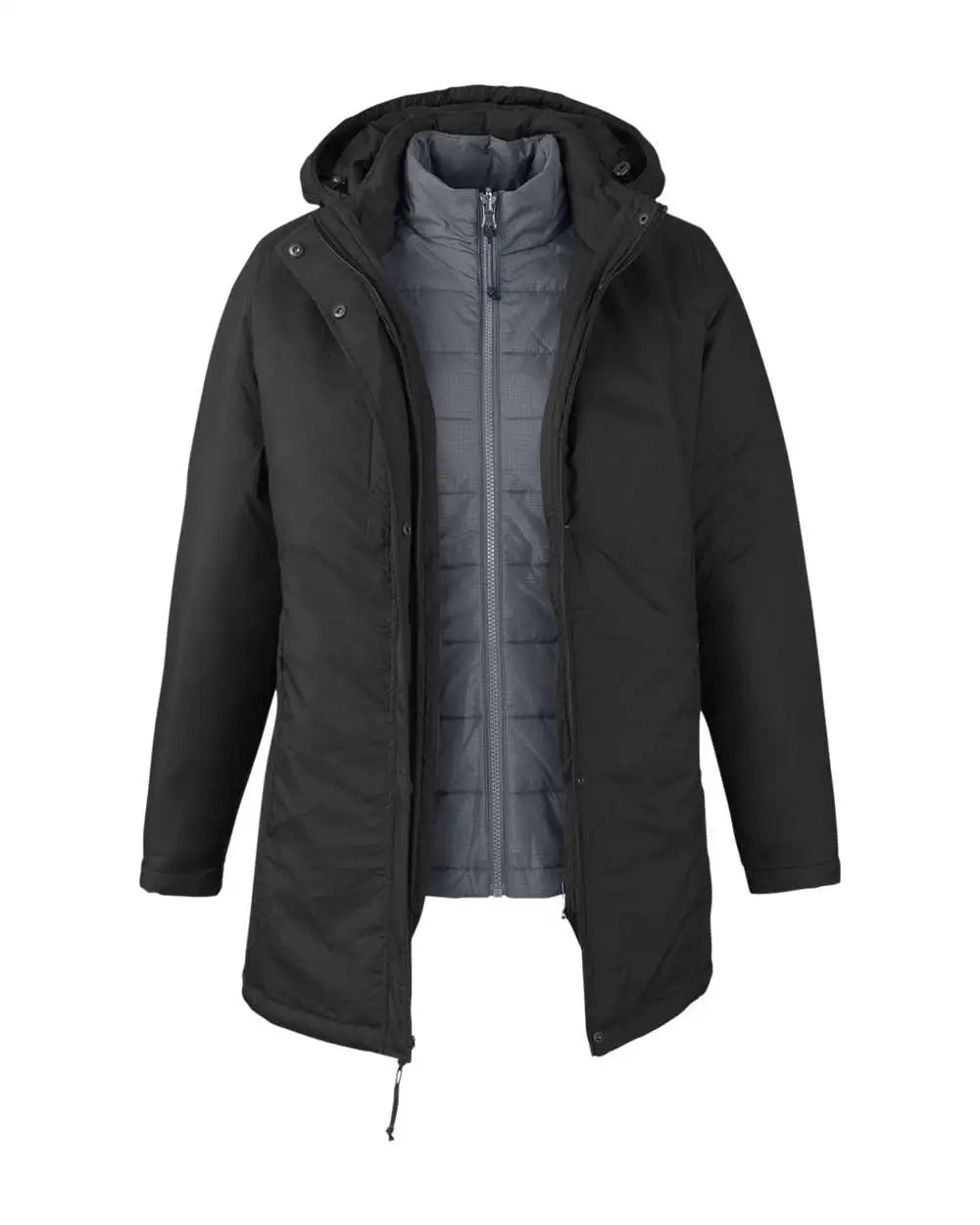 Core365 Ce725w Women’s Inspire 3-in-1 Jacket with Insulated Liner - Black Carbon - Black / Xs