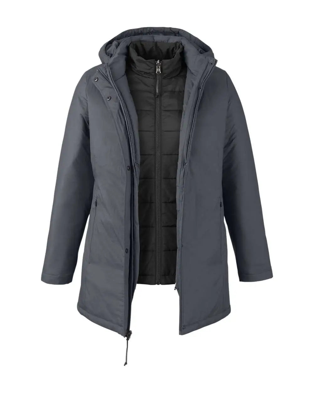 Core365 Ce725w Women’s Inspire 3-in-1 Jacket with Insulated Liner - Carbon Black - Carbon / Xs