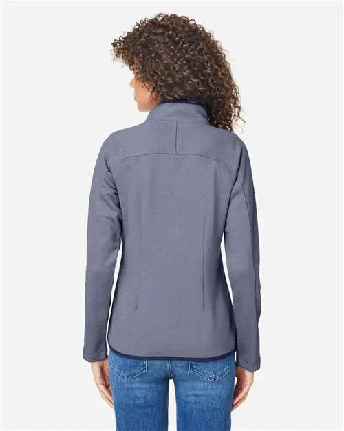 Core365 Ce72w Women’s Venture Heathered Stripe Full-zip - Classic Navy White