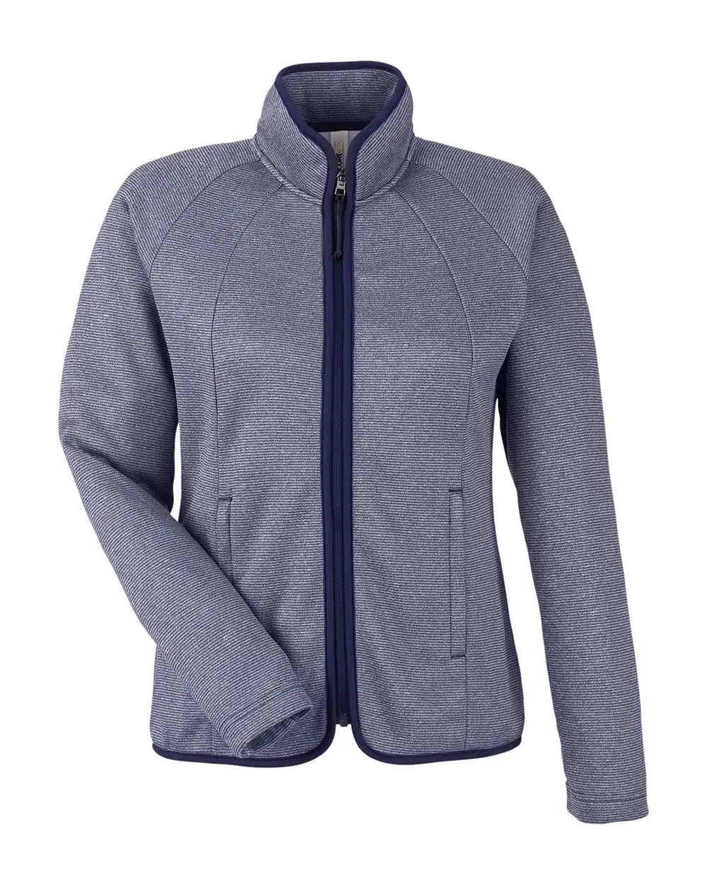 Core365 Ce72w Women’s Venture Heathered Stripe Full-zip - Classic Navy White - Clsc Navy / Xs