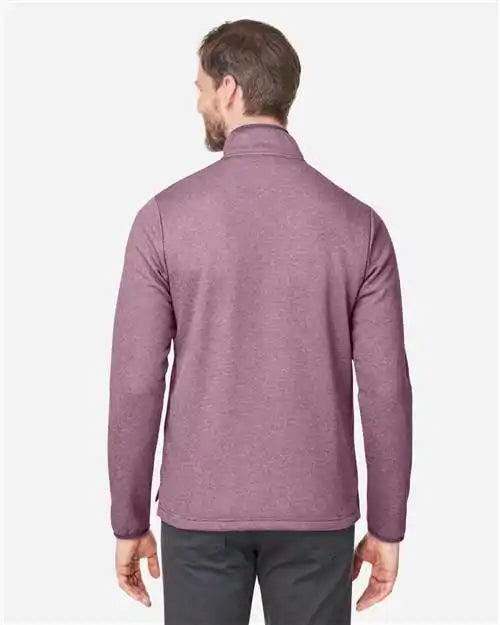 Core365 Ce73 Men’s Venture Heathered Stripe Quarter-zip Pullover - Burgundy White