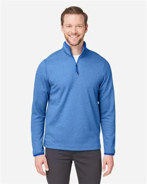Core365 Ce73 Men’s Venture Heathered Stripe Quarter-zip Pullover - True Royal White