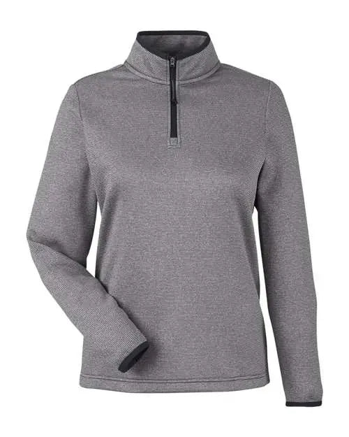 Core365 Ce73w Women’s Venture Heathered Stripe Quarter-zip Pullover - Black White