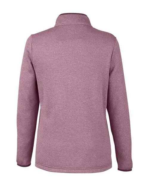 Core365 Ce73w Women’s Venture Heathered Stripe Quarter-zip Pullover - Burgundy White