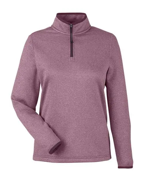 Core365 Ce73w Women’s Venture Heathered Stripe Quarter-zip Pullover - Burgundy White