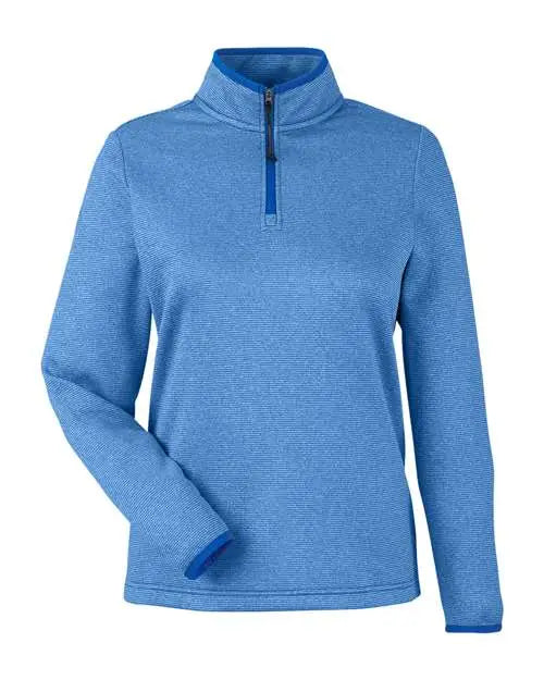 Core365 Ce73w Women’s Venture Heathered Stripe Quarter-zip Pullover - True Royal White