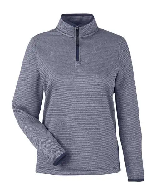 Core365 Ce73w Women’s Venture Heathered Stripe Quarter-zip Pullover - Classic Navy White