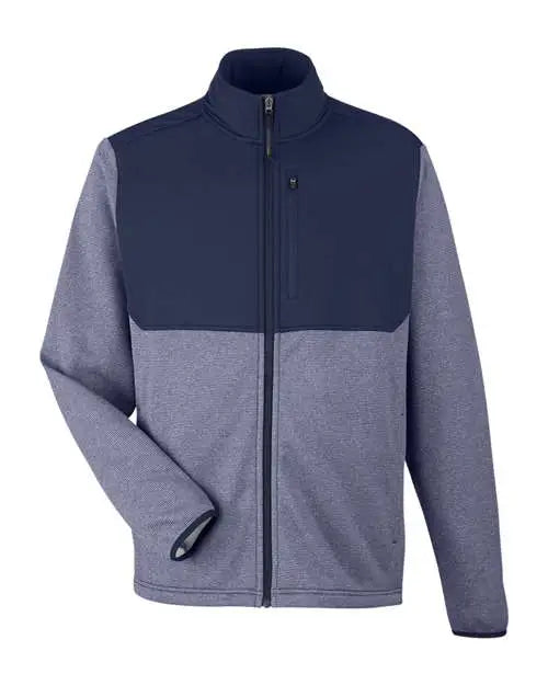 Core365 Ce74 Men’s Venture Heathered Stripe Hybrid Jacket - Classic Navy White