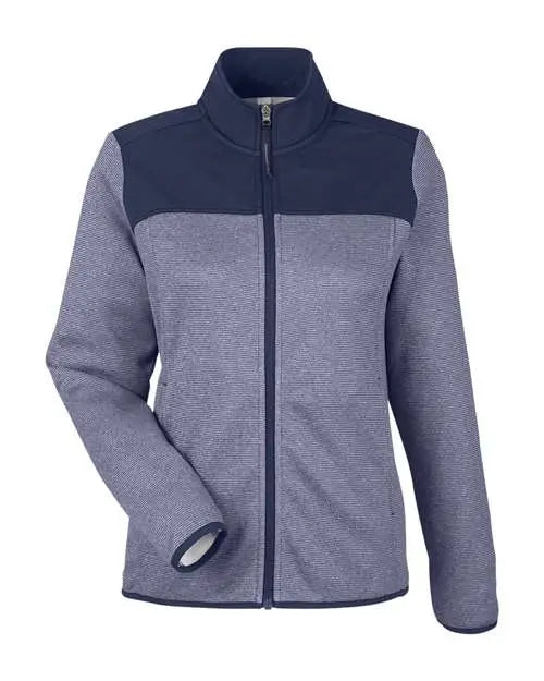 Core365 Ce74w Women’s Venture Heathered Stripe Hybrid Jacket - Classic Navy White