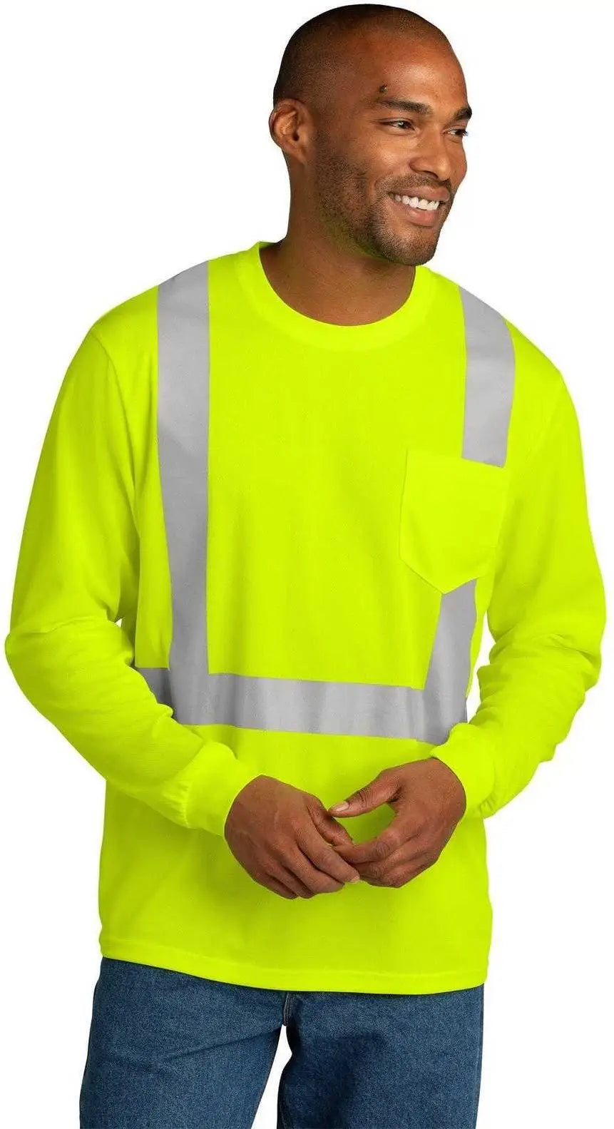 Cornerstone Cs201 Ansi 107 Class 2 Mesh Long Sleeve Tee - Safety Yellow