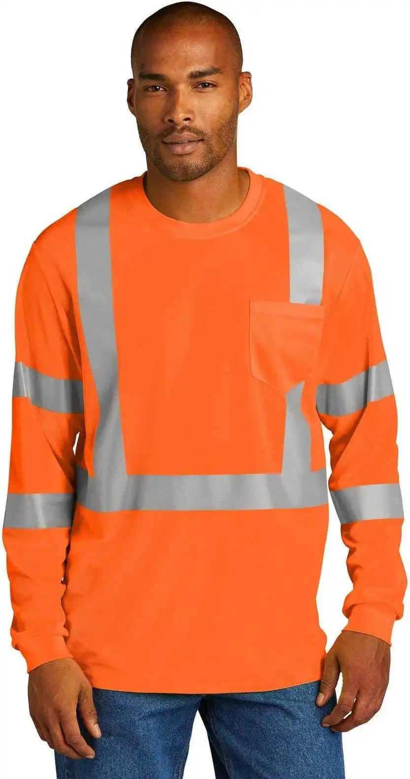 Cornerstone Cs203 Ansi 107 Class 3 Mesh Long Sleeve Tee Safety Orange