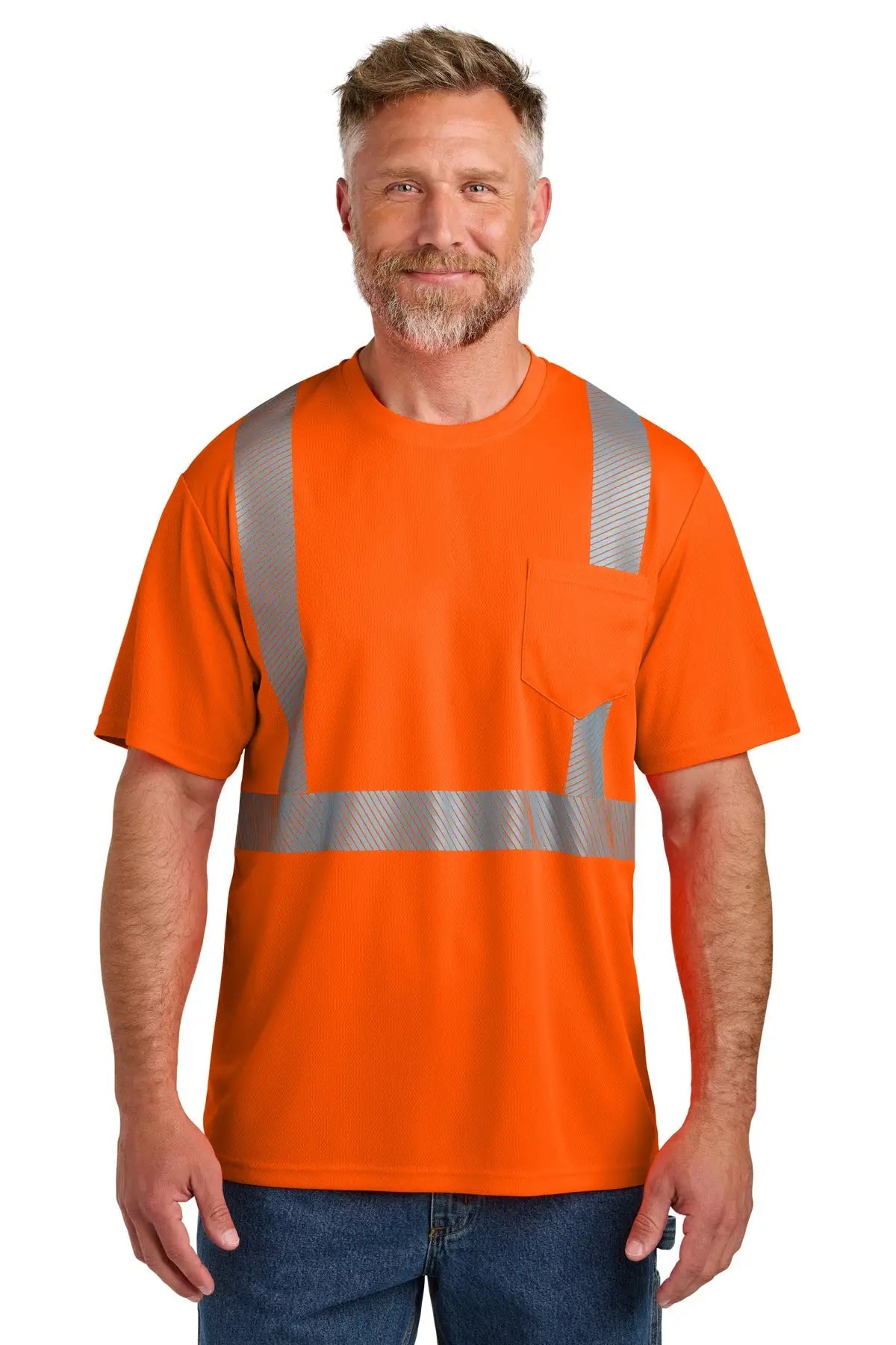 Cornerstone Cs204 Ansi 107 Class 2 Segmented Tape Tee - Safety Orange - Adult s