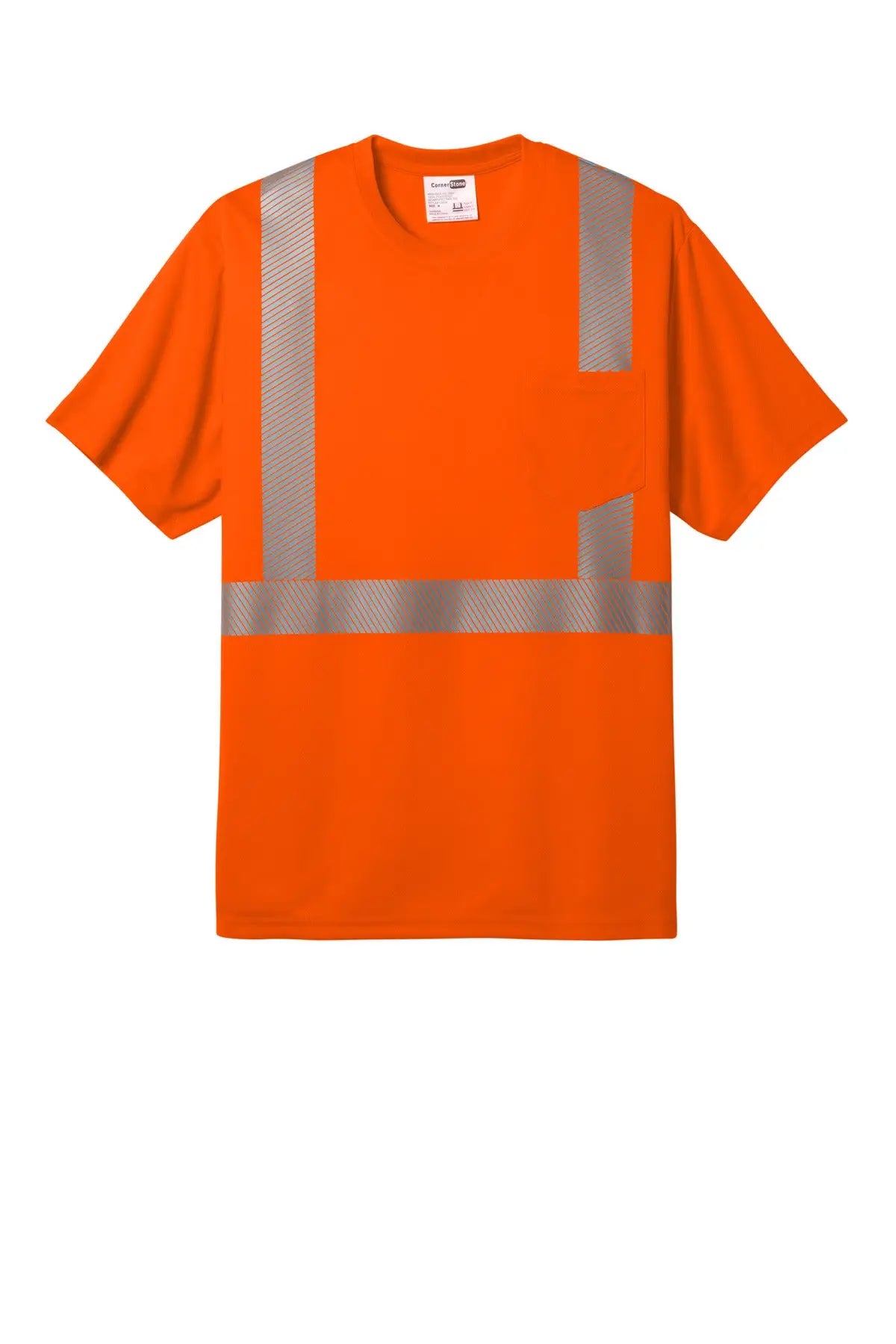 Cornerstone Cs204 Ansi 107 Class 2 Segmented Tape Tee - Safety Orange