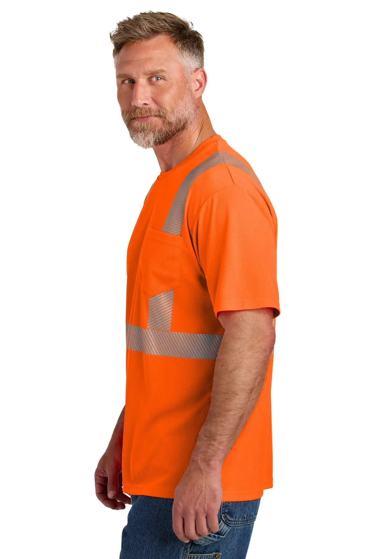 Cornerstone Cs204 Ansi 107 Class 2 Segmented Tape Tee - Safety Orange