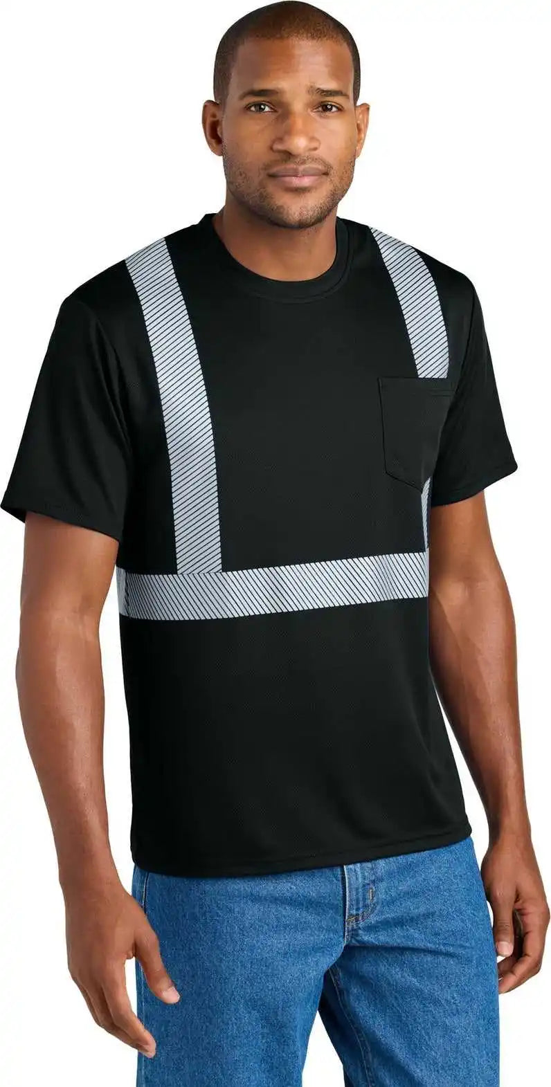 Cornerstone Cs206 Enhanced Visibility Segmented Tape Tee Black