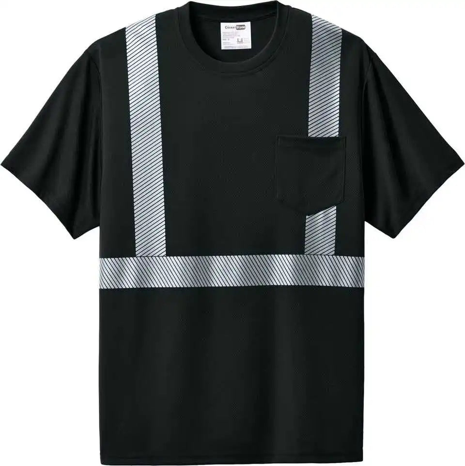 Cornerstone Cs206 Enhanced Visibility Segmented Tape Tee Black