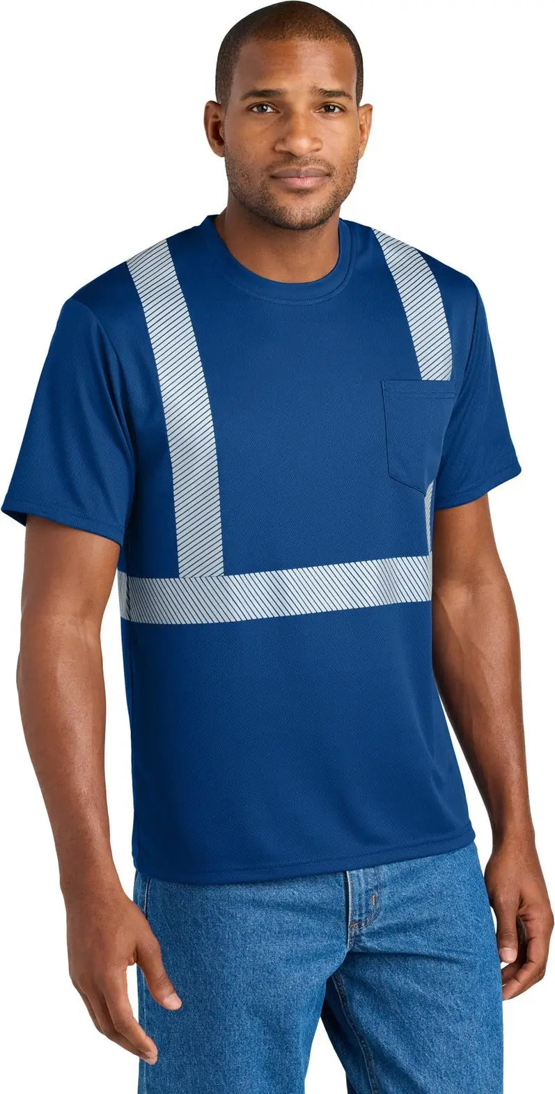 Cornerstone Cs206 Enhanced Visibility Segmented Tape Tee - Royal