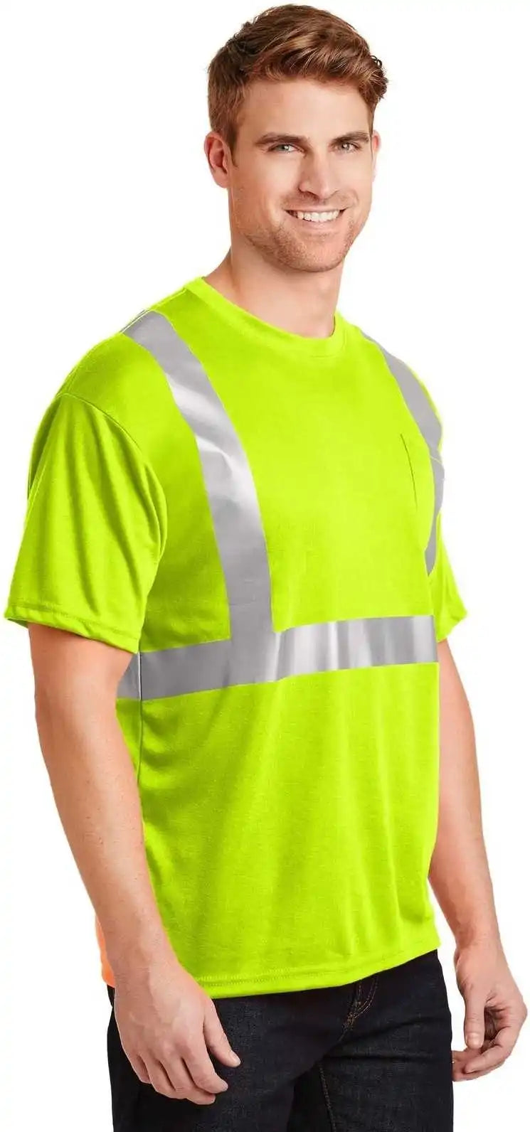 Cornerstone Cs401 Ansi 107 Class 2 Safety T-shirt - Yellow Reflective