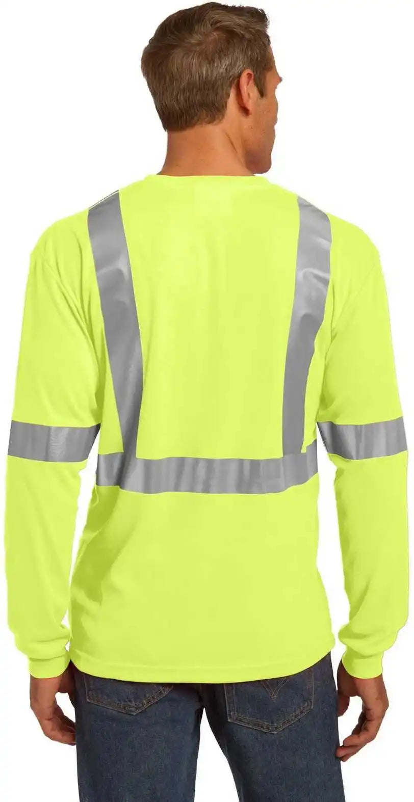 Cornerstone Cs401ls Ansi 107 Class 2 Long Sleeve Safety T-shirt - Yellow Reflective