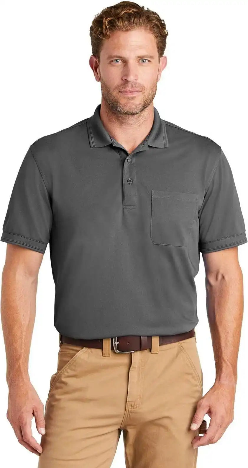 Cornerstone Cs4020p Industrial Snag Proof Pique Pocket Polo Charcoal